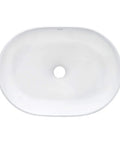 Top view of White Oval Vessel Sink for Countertop 19x14 Inch No Mounting Ring Required Easy Install No Fuss Above Counter Vanity Porcelain Ceramic Wash Basin