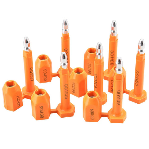 Rock Solid Shipping Container Bolt Seals 100 Pack Orange Steel Core Locks With Dead Simple Progressive Numbering For Bulletproof Cargo Security That Keeps Your Freight Locked Down Tight