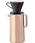 Gold Glass Vacuum Carafe 1.0 Liter Insulated Bottle With Premium Borosilicate Glass Liner, decagonal design with a black funnel on top