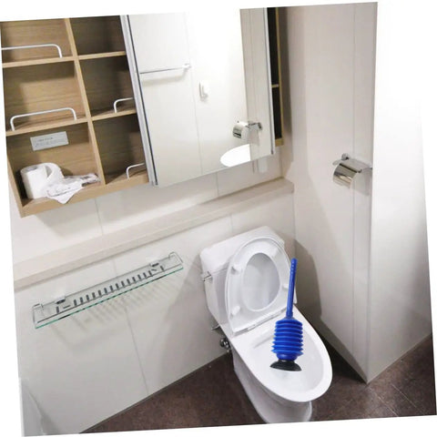 Heavy Duty Accordion Toilet Plunger For Bathroom Use High Pressure Blue Pvc Bellows Tool on toilet, designed for fast clog removal.