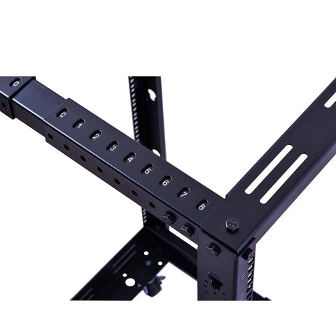 Heavy Duty 25U Open Frame Server Rack With Smooth Rolling Caster Wheels And Adjustable Depth Built Like A Tank From Cold Rolled Steel For Zero Hassle Network Gear Mounting And Quick Shop Transfers