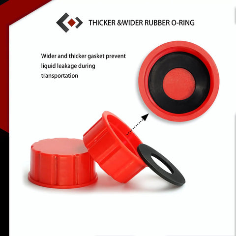 5 Gallon Gas Can Cap Replacement With Coarse Thread For Gasoline Universal Fit For Plastic And Metal Gas Cans Portable Tank Lid Includes Spout Replacement Old Style Pack Of 4, shown with wider rubber o-ring gasket for better seal.