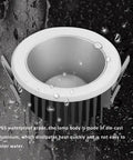Eight Pack Top Notch Anti Fog Downlights Adjustable Angle Recessed Ceiling Spotlights Featuring Dimmable 24 Watt Bulbs on wet surface.