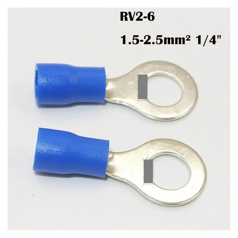 Top Tier 125Pc RV Crimp Terminal Kit With Copper Insulated Connectors, Ring Terminals And Butt Splices For Your Electrical Wiring Projects That Are Super Durable And Easy To Install Anytime. blue insulated ring terminals 1.5-2.5mm2 1/4 inch