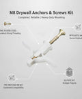 Heavy Duty Drywall Anchors And Screws Kit 50 Piece Set with zinc-plated steel hardware for mounting