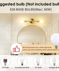 Two Light Brass Vanity Lights Over Mirror Dope Modern Semi Flush Mount Ceiling Fixture For Bathroom Hallway Bedroom
