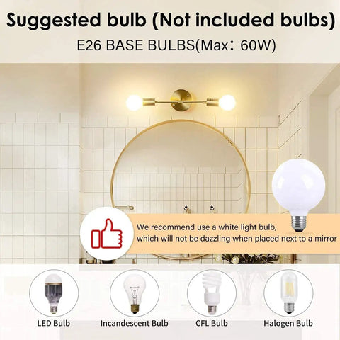 Two Light Brass Vanity Lights Over Mirror Dope Modern Semi Flush Mount Ceiling Fixture For Bathroom Hallway Bedroom