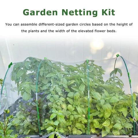 Garden Netting Kit For Raised Beds With Ultra Fine Mesh 10x30ft covering plants with hoop frame