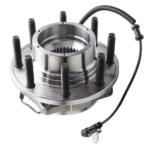 4x4 Front Wheel Bearing Hub Assembly For Ford F-250 F-350 Super Duty 2011 2012 2013 2014 2015 2016 SRW Models Direct Fit Replacement Wheel Bearing And Hub To Restore 4WD Performance And Smooth Ride, 8-bolt flange, top angle view