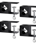 4 Pack Metal Black Deck Clamp For Torches And Railings, heavy duty porch rail mount clamp set with screw attachments, top view