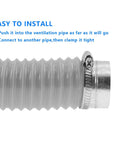 Metal Vent Duct Connector For Dryer System, Built Tough Rigid Galvanized Vent Coupler, Durable Round Air Duct Extension, Leakproof Metal Pipe Coupling, 7 Inch Duct Connection installed on flexible duct with clamp