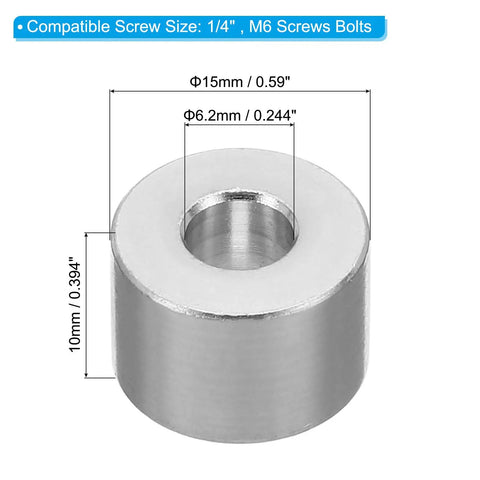 Top Shelf Aluminum Spacers 5 Pack Round Standoffs Straight Up Solid for M6 and Quarter Inch Threading Heavy Duty Mounting Shims Knockout Quality Precision Workshop Hardware