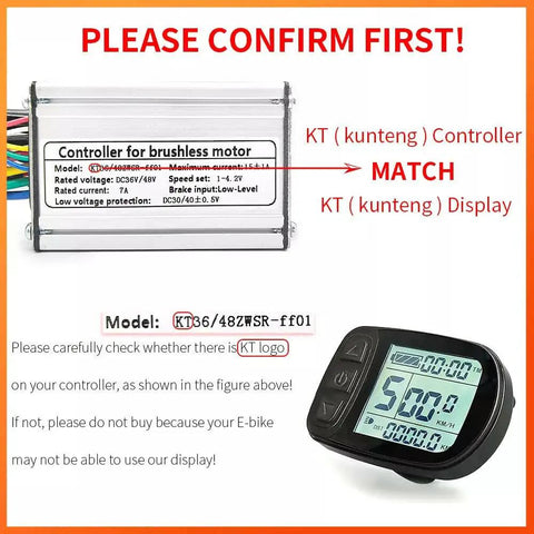 Display and controller match check for LCD5 Display Meter Intelligent Control Panel For Electric Bikes 24V 36V 48V 52V SM Plug Multi Information Conversion Kit