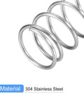 Close-up of 304 stainless steel compression springs; 10 mm OD, 1 mm wire, 50 mm free length