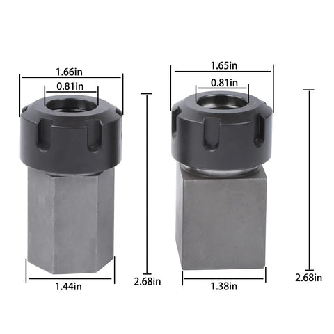 ER-25 Hex and ER-25 Square Collet Block Chuck Holder for Quick CNC Setup with dimension details