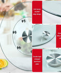 Heavy Duty Tempered Glass Lazy Susan Turntable 32 Inch Round Rotating Tray Kitchen Dining Table Server with aluminum alloy wheel and edge design.