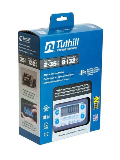 Packaging of TT10PN 1 Inch Digital Inline Turbine Chemical Transfer Meter With 2 To 35 GPM 7.6 To 132.5 LPM Flow Polymer Body 4 Digit Readout