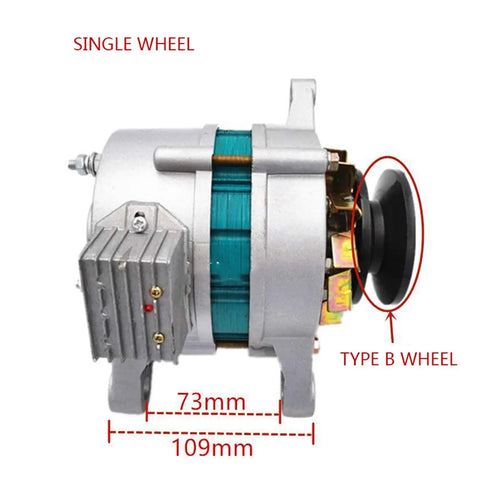 Hassle Free 12V AC DC Portable Generator With Grippy Magnetic Mount And Bright Work Light 750W Single Wheel close-up showing single wheel and construction details.