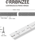 36 Inch Stainless Steel Piano Hinge Continuous Heavy Duty Built To Last With 0.039 Inch Leaf Thickness, 1 Inch Open Width And Screws Included For Cabinets Doors Chests And Tool Boxes, featuring hinge dimensions and screw size