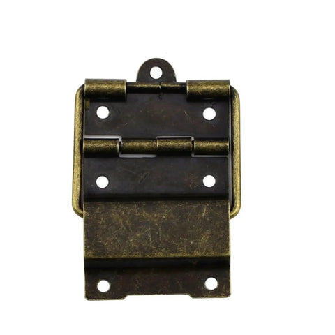 Four Pack Antique Brass Door Hinge Set For Cabinets And DIY Projects, single hinge, classic decorative metal, easy install
