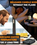 Smart Desk Mug Warmer With Three Adjustable Heat Modes And Built In Safety Timer For Auto Shut Off on a desk, maintaining coffee temperature.