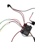 24V Ride On Toy Wiring Harness Conversion Kit With 2.4G Wireless Switch Box, multicolored wires and black controller, angle view