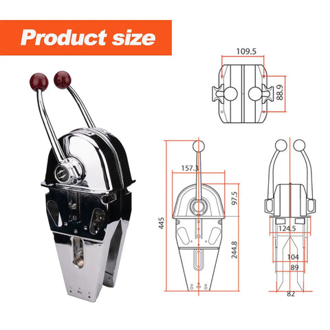 Universal Twin Lever Boat Throttle And Shift Control Top Mount with dimensions and zinc alloy dual handles