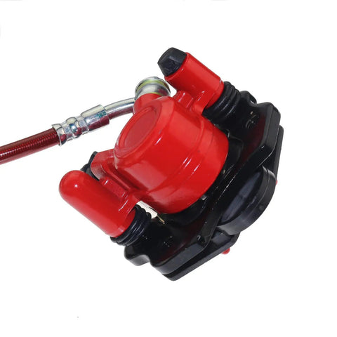 Rear Hydraulic Brake Caliper Master Cylinder Kit With Extra Brake Pad for Four Wheeler Go Kart ATV Baja Red