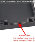 Close-up of Watertight IP67 Junction Box For DIY Projects showing pre-installed gasket, black ABS plastic