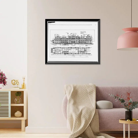 Union Station Water Street Montgomery Vintage Black And White Wall Art Prints Set Of 10 In 17x22 Inches displayed on beige wall