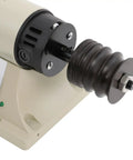 Heavy Duty 350W Electric Leather Edge Polisher built tough with adjustable speed and sanding belt attachment close-up.