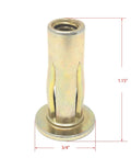 Pre-Bulbed Steel Threaded Rivet Nut With Shank, Multi Grip 5/16-18,.020-.280 Grip Range, Anti-Rotation Knurled Body, Gold Zinc Finish