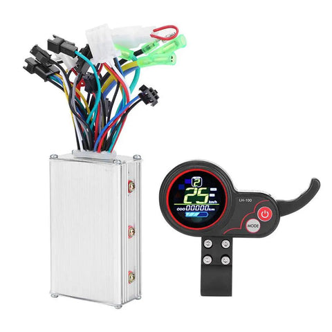 36V Brushless Motor Controller Using Sine Wave Technology And Clear LED Display For Electric Bikes Ebikes And Fat Tire Scooters, aluminum enclosure with wiring.