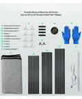Contents of Pro Grade Heavy Duty Enclosure For 3D Printer A1 And A1 Mini with connectors, thermometer, gloves, and LED light.