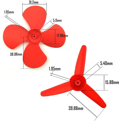 Red plastic shaft propellers from Six Direct Current Motors Included In A Six Set Motor Kit For Kids With 159 Pieces For DIY STEM Projects