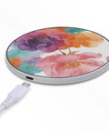 Watercolor Flowers Wireless Charger 10W Fast Charge Pad For Phones Slim Portable On The Go Charging Mat For Travel Home Office Desk Use Lightweight Easy Setup Keeps Your Desk Clean
