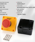 Industrial Emergency Stop Switch With Enclosure Red Mushroom Button 660V 10A 1NO 1NC IP65 Weatherproof E Stop Station
