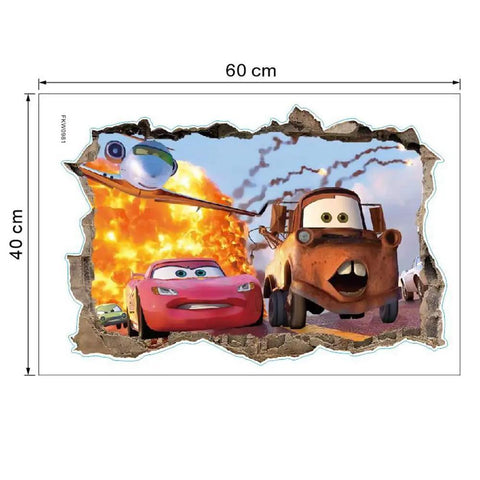 Removable 3D Cars Wall Stickers For Kids Room And Living Room Vinyl Murals Non Toxic Safe For Children Easy Peel And Stick Breakthrough Car Designs