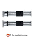 Beefy Ball Screw Z Axis CNC Sliding Stage with 100 to 200mm Travel, shown in front view, black and silver design