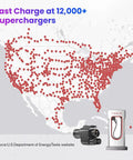 Map showing 12,000+ Superchargers in the US for Heavy Duty NACS To CCS1 EV Charging Adapter use.