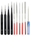 Pro 33 Piece Model Tools Kit For Gundam And Car Models, Hobby Craft Set showing tweezers, files, and screwdrivers on white background