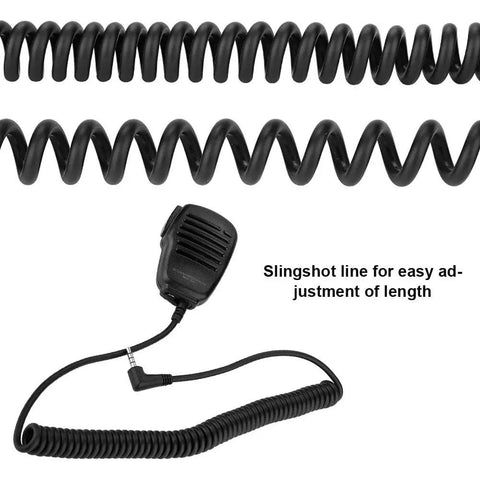 Hands Free Speaker Microphone With 3.5mm Interface For VX Radios showing coiled wire and clip-on design