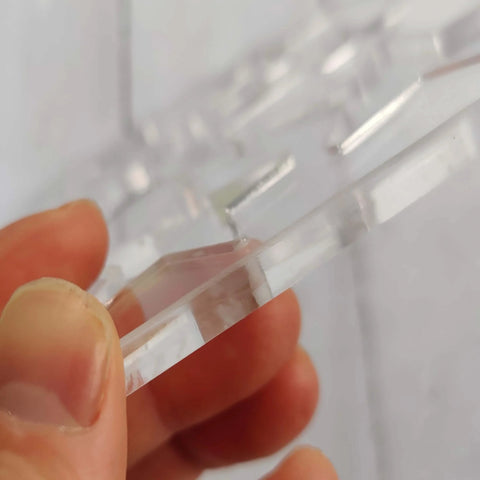 Close-up of a 1/4 inch thick acrylic piece from Bowtie Router Template Kit For Woodworking One Quarter Inch Thick Acrylic Jig With Star Inlay