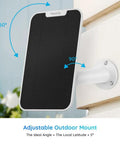 3W Solar Panel Power For Wireless Outdoor Security Cams With 6V Type C Port Non Stop Charging Compatible With Argus Eco Go PT Plus Argus 3 Pro Argus PT And Other Reolink Battery Cameras mounted outdoors on a wall, showcasing adjustable angles.