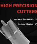 Premium Heat Treated Carbide Tipped Annular Cutter Core Drill Bit 2 Inch One Half Outside Diameter 2 Inch Deep Cut close-up.