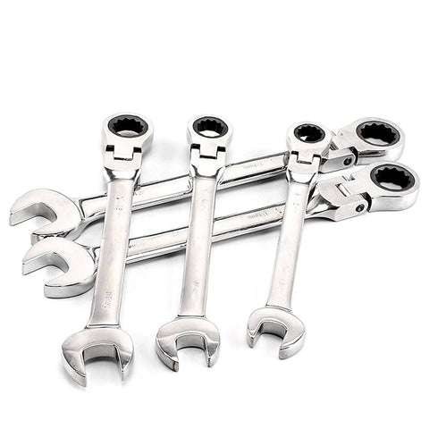 7 Piece Ratchet Spanner Set Open End And Ring Wrenches 8mm To 13mm Flexible Quick Wrench For Tight Spaces And Auto Repair Durable Rust Resistant Finish Hand Tool