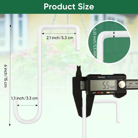 Measuring Six Pack 6 Inch Vinyl Fence Hooks White Powder Coated Steel Hangers For Indoor Outdoor Use Heavy Duty Hang Lights Plants