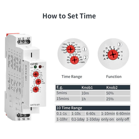 Versatile 16A Time Relay With 10 Function Modes Accepts AC DC 12V To 240V Power 2 Outputs Control Relay GRT8 M2 settings image