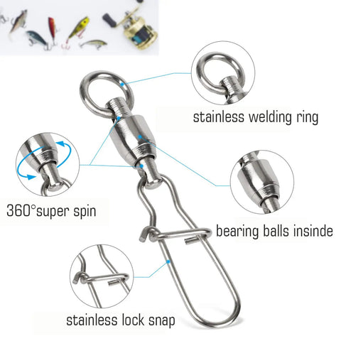 Duo Lock Snap Swivels Heavy Duty Stainless Barrel Swivels For Saltwater And Freshwater Fishing 25 Pack 26.4 Lbs Rating Copper Body With Solid Rings And Dual Locks, stainless steel swivel clasp