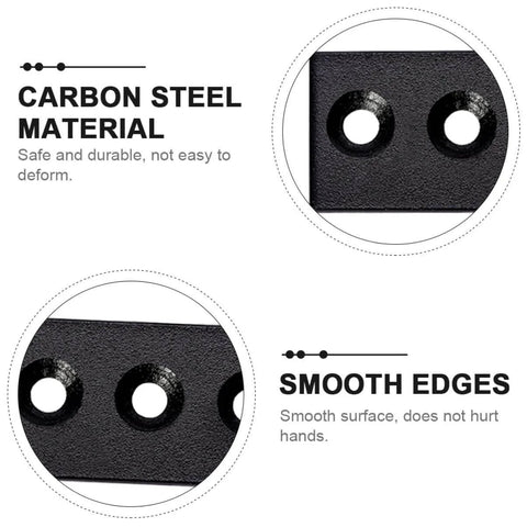 Sliding Barn Door Track Connection Plates Kit Black Carbon Steel Straight Brace Joints No Fuss Easy Install Connector Set details